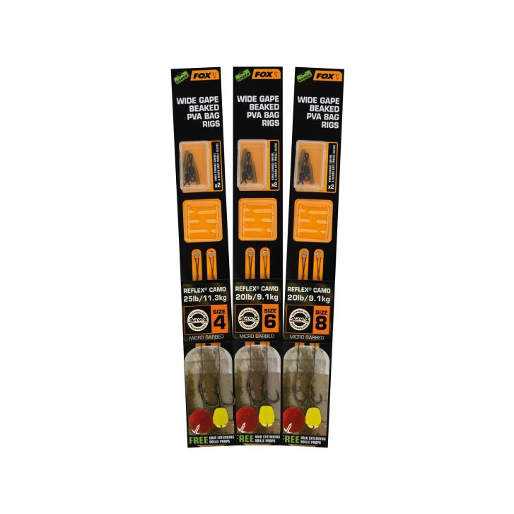 Fox Edges Wide Gape Beaked PVA Bag Rigs 25lb Size 4 Brown & Green