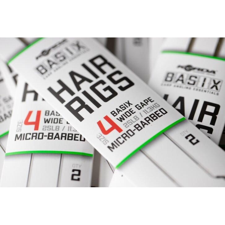 Korda Basix Hair Rigs Wide Gape Size 6 18lb