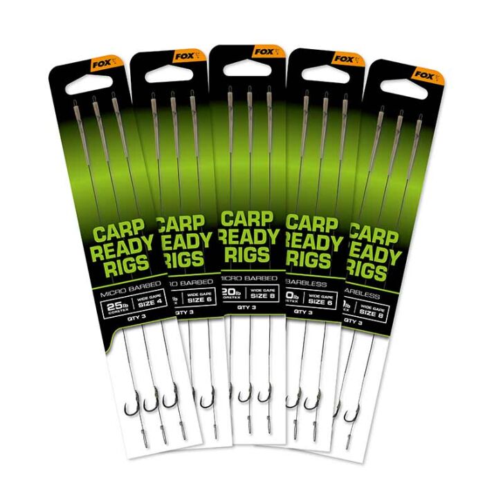 Fox Carp Ready Rigs  - Wide Gape size 8 Barbless (20lb)
