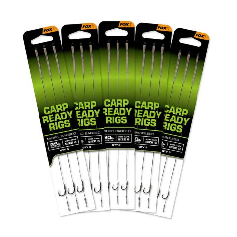 Fox Carp Ready Rigs  - Wide Gape size 8 Barbless (20lb)