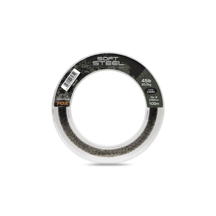 Fox Soft Steel Fleck Camo Leader 45lb (20.5kg) 0.60mm x 100m