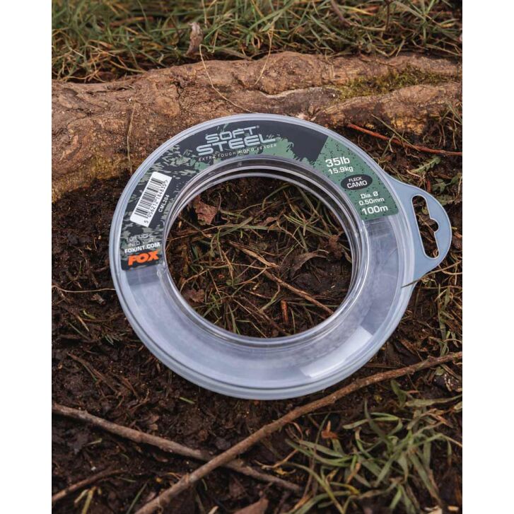Fox Soft Steel Fleck Camo Leader 45lb (20.5kg) 0.60mm x 100m