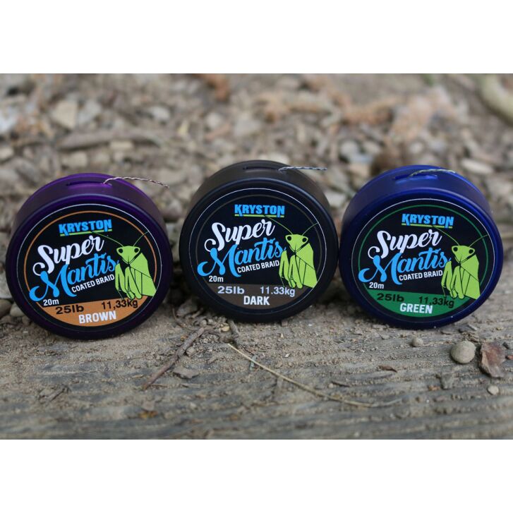 Kryston 20m 25lb Super Mantis Coated Braid Green