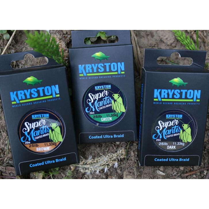 Kryston 20m 25lb Super Mantis Coated Braid Green