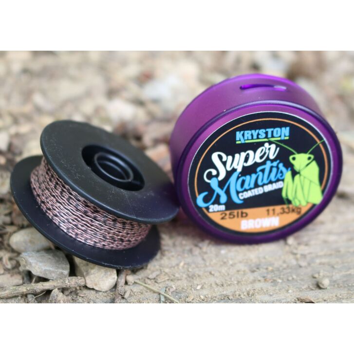 Kryston 20m 25lb Super Mantis Coated Braid Brown