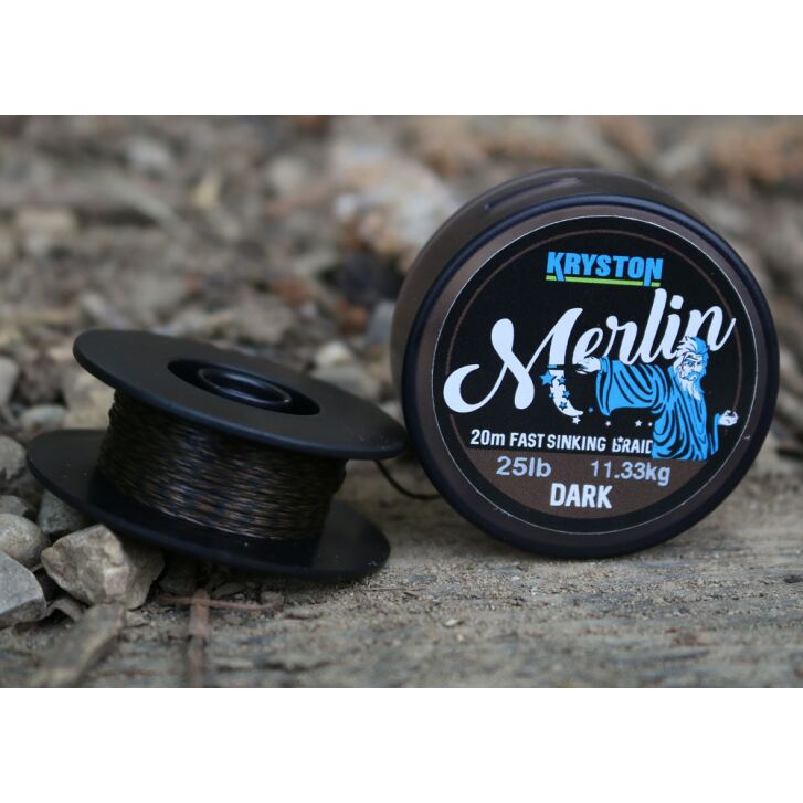Kryston 20m 25lb Merlin Fast Sink. Supple Braid Dark Silt