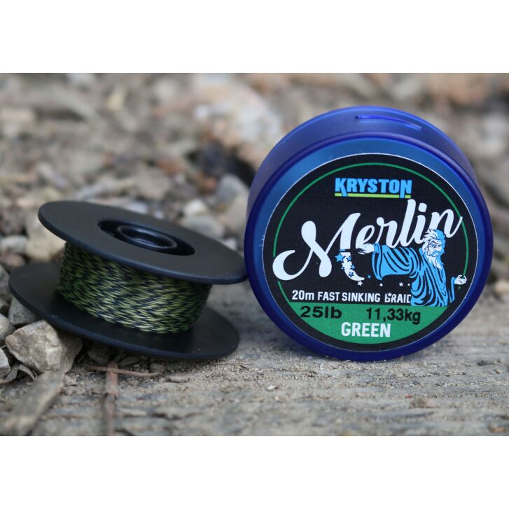 Kryston 20m 25lb Merlin Fast Sink. Supple Braid Dark Silt