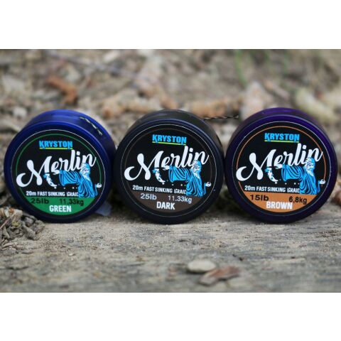 Kryston 20m 25lb Merlin Fast Sink. Supple Braid Dark Silt