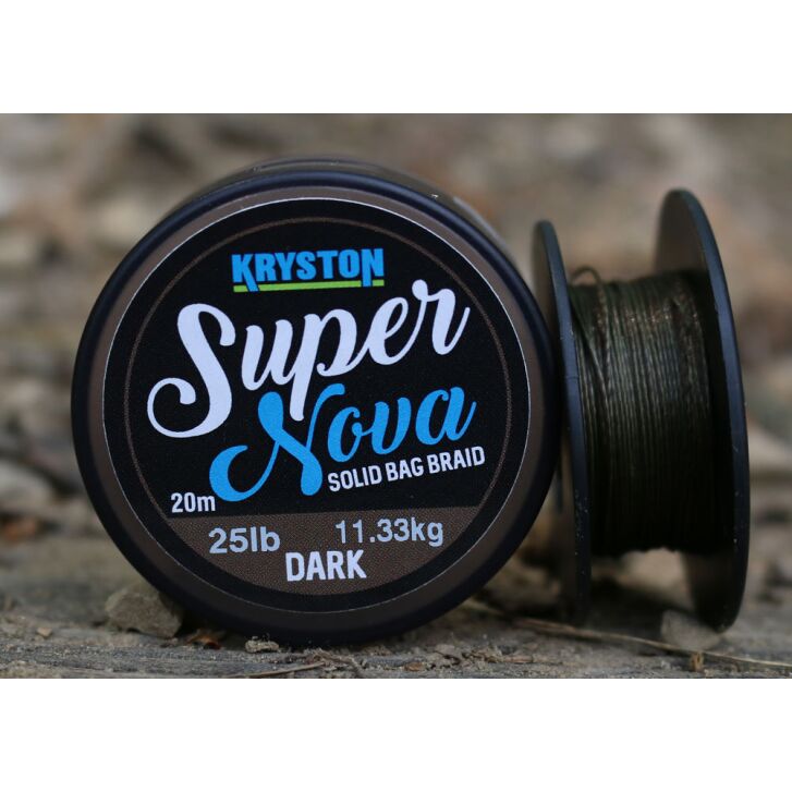 Kryston 20m 25lb Super Nova Solid Bag Braid Dark Silt