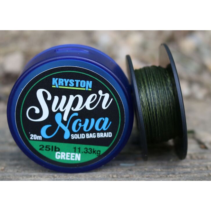 Kryston 20m 25lb Super Nova Solid Bag Braid Weed Green