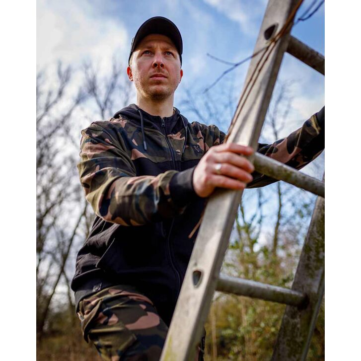 Fox LW BLack / Camo Split Zip Hoody SMALL