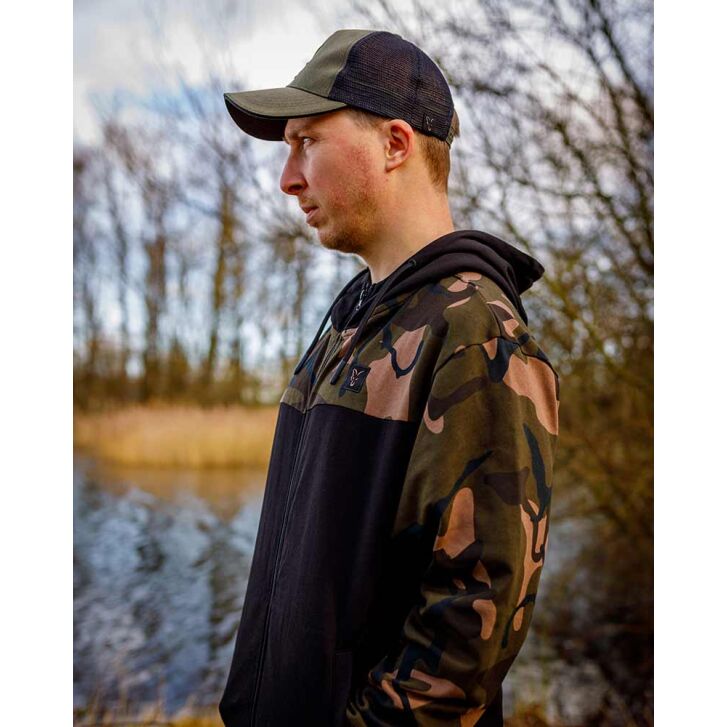 Fox LW BLack / Camo Split Zip Hoody SMALL
