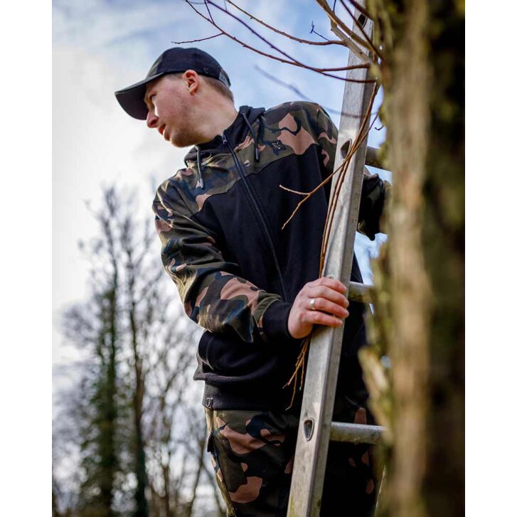 Fox LW BLack / Camo Split Zip Hoody XL