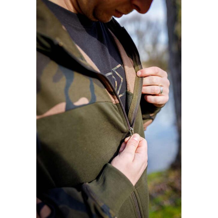 Fox LW Khaki / Camo Split Zip Hoody LARGE
