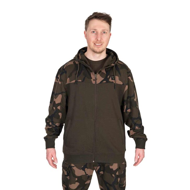 Fox LW Khaki / Camo Split Zip Hoody LARGE