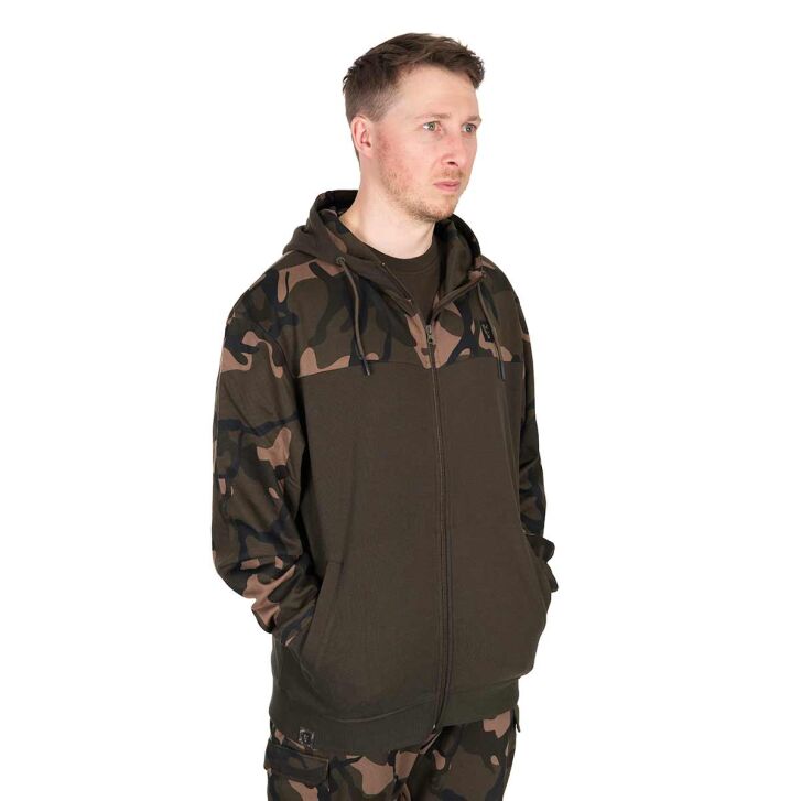Fox LW Khaki / Camo Split Zip Hoody LARGE