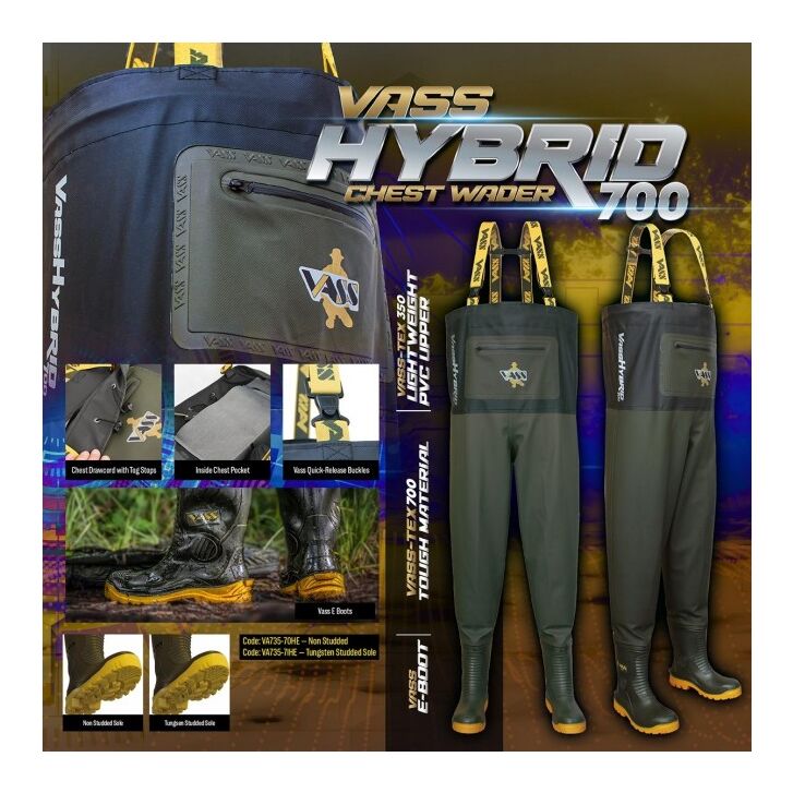 Vass Hybrid 700 Khaki / Black Chest Wader 45 UK11