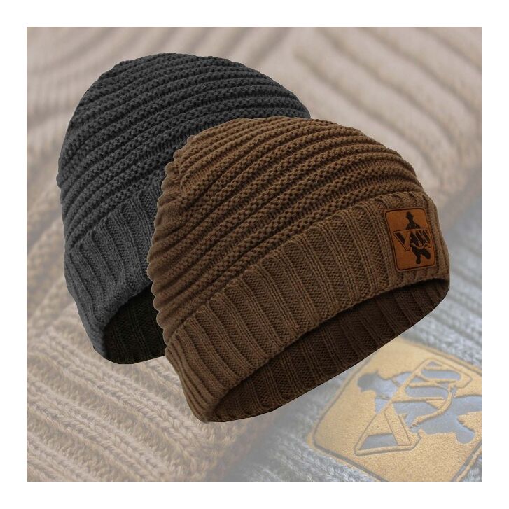 Vass Fleece Lined Ribbed Beanie Brown One Size