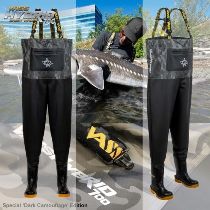 Vass Hybrid 700 Grey Camo Chest Waders 45 UK11