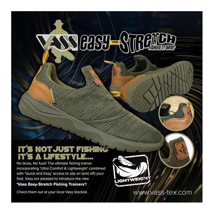 Vass Easy-Stretch Fishing Trainer Khaki 46 UK11