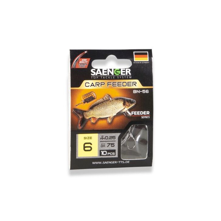 Saenger Carbon Steel Naturköder Haken Carp Feeder BN-56 75cm 10 / 10pcs.