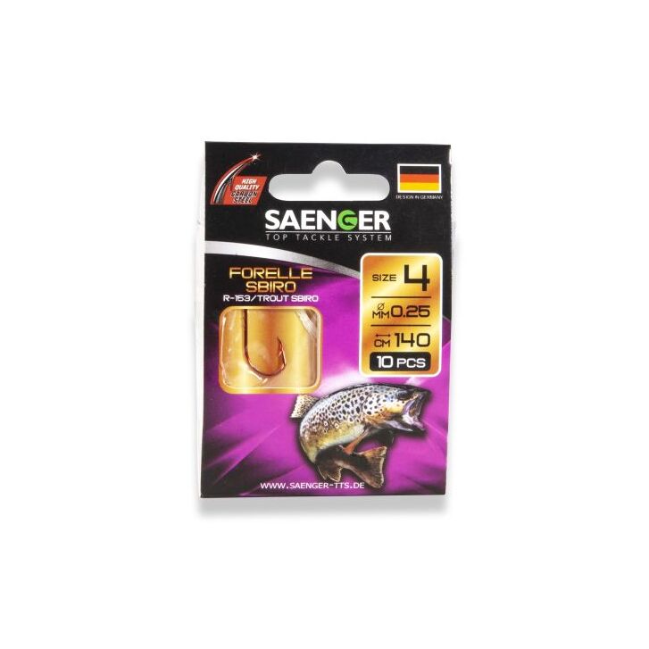 Saenger Carbon Steel Naturköder Haken Forelle Sbiro R-153 140cm 10 / 10pcs.