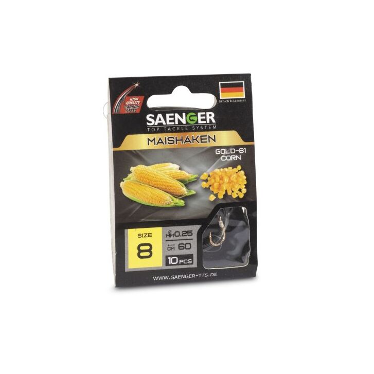 Saenger Carbon Steel Naturköder Haken Maishaken Gold-81 60cm 10 / 10 pcs.