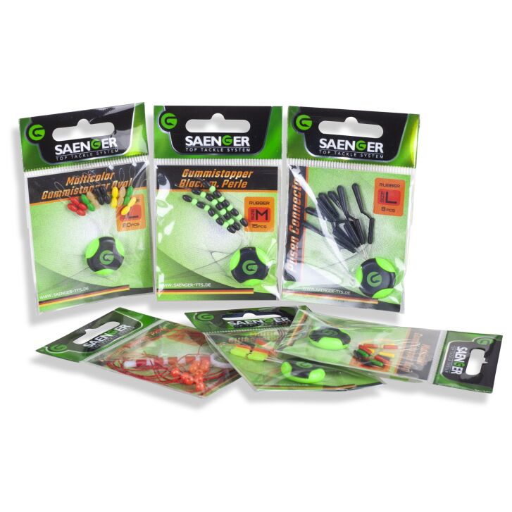 Saenger Silikonstopper Fluo Gr mit Perle M / 15pcs.