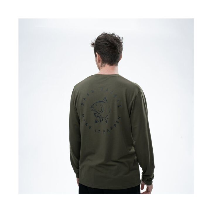 Nash Make It Happen Carp Logo Lange Mouw T-Shirt Groen XXL