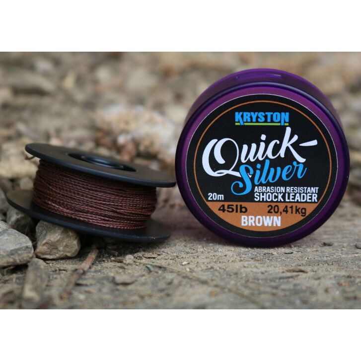 Kryston 10m 25lb Quicksilver Gold Coated Shock L. Brown
