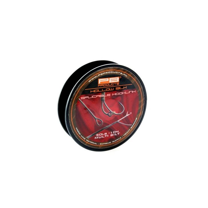 PB Products Hollow Silk Splicable Hooklink 10m 30b Multi Silt