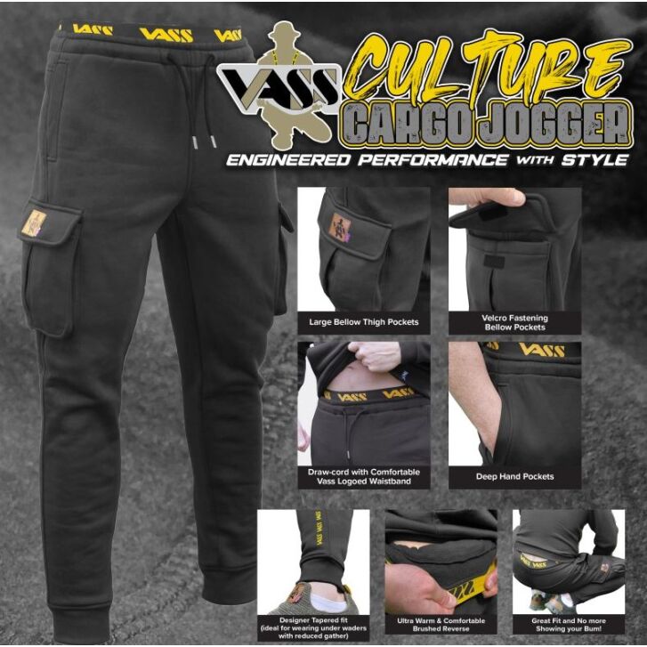 Vass Culture Fishing Cargo Jogger - Black Edition- Size XXXL