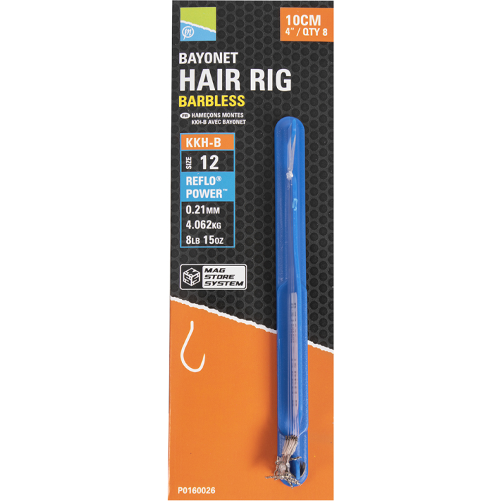 Preston Kkh-B Bayonet Hair Rigs - 4"/10cm - 12 Kkh-B