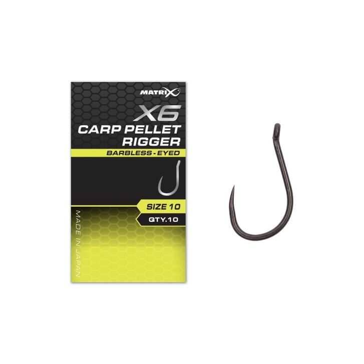 Matrix X6 Carp Pellet Rigger Size 12 Barbless - Eyed