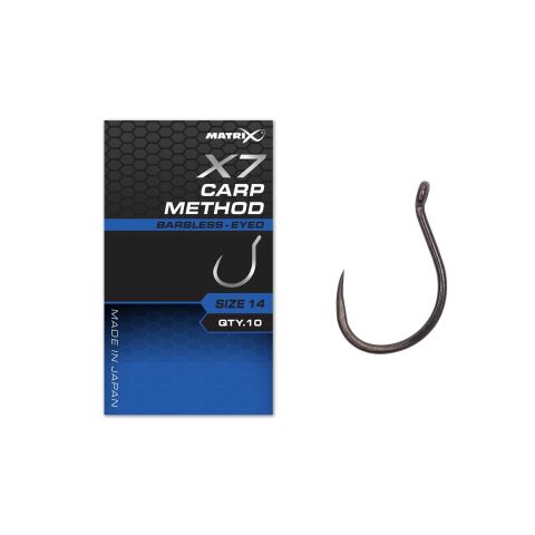 Matrix X7 Carp Method Size 14 Barbless - Eyed