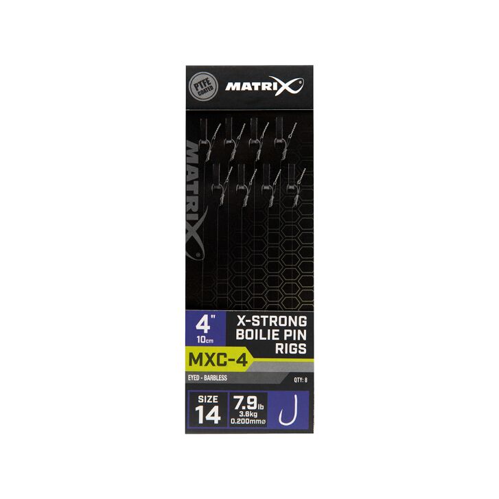 Matrix MXC-4 Size 14 Barbless / 0.20mm / 4" (10cm) / X-Strong Boilie Pin - 8pcs