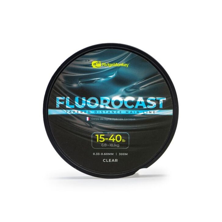 RidgeMonkey FluoroCast Tapered Distance Mainline 15-40lb 0.33-0.60mm 300m Clear