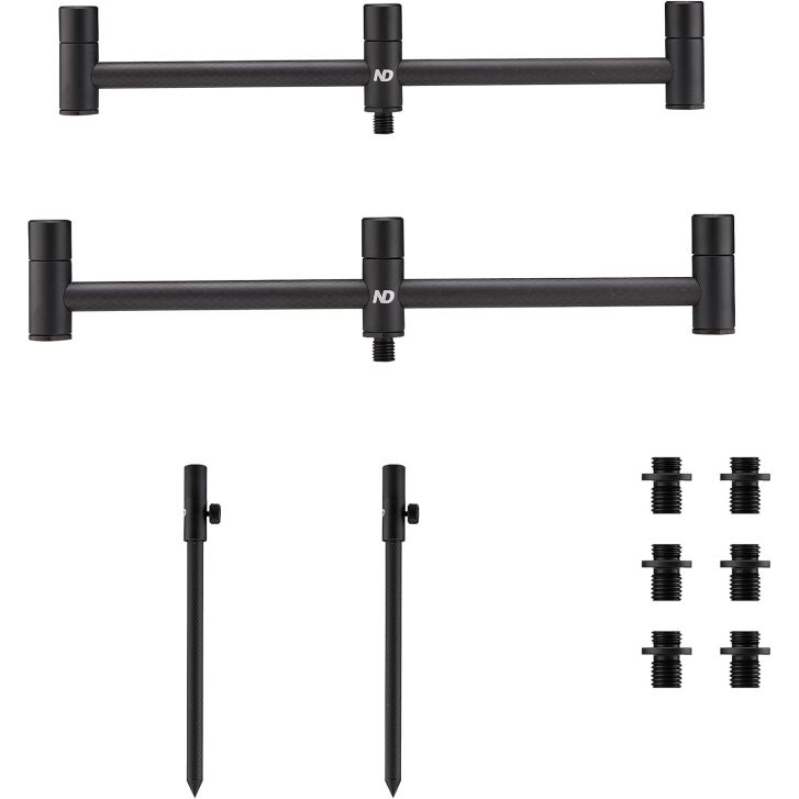 New Direction Tackle P10 Carbon Range | 3 Rod Buzz Bars Set P10-3 | Echtes Carbon en Aluminium | Licht en sterk | 2x Buzz Bars en 2 Banksticks | inclusief tas