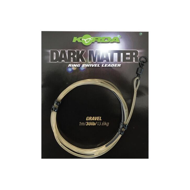 Korda Dark Matter Leader Size 8 Ring Swivel 40lb -  1m Gravel Khaki